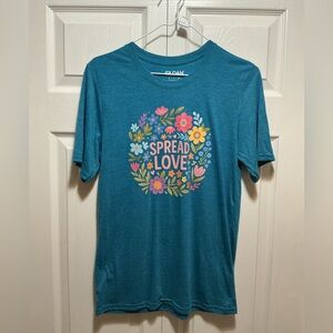 Gildan Teal 'Spread Love' Short Sleeve Tee
